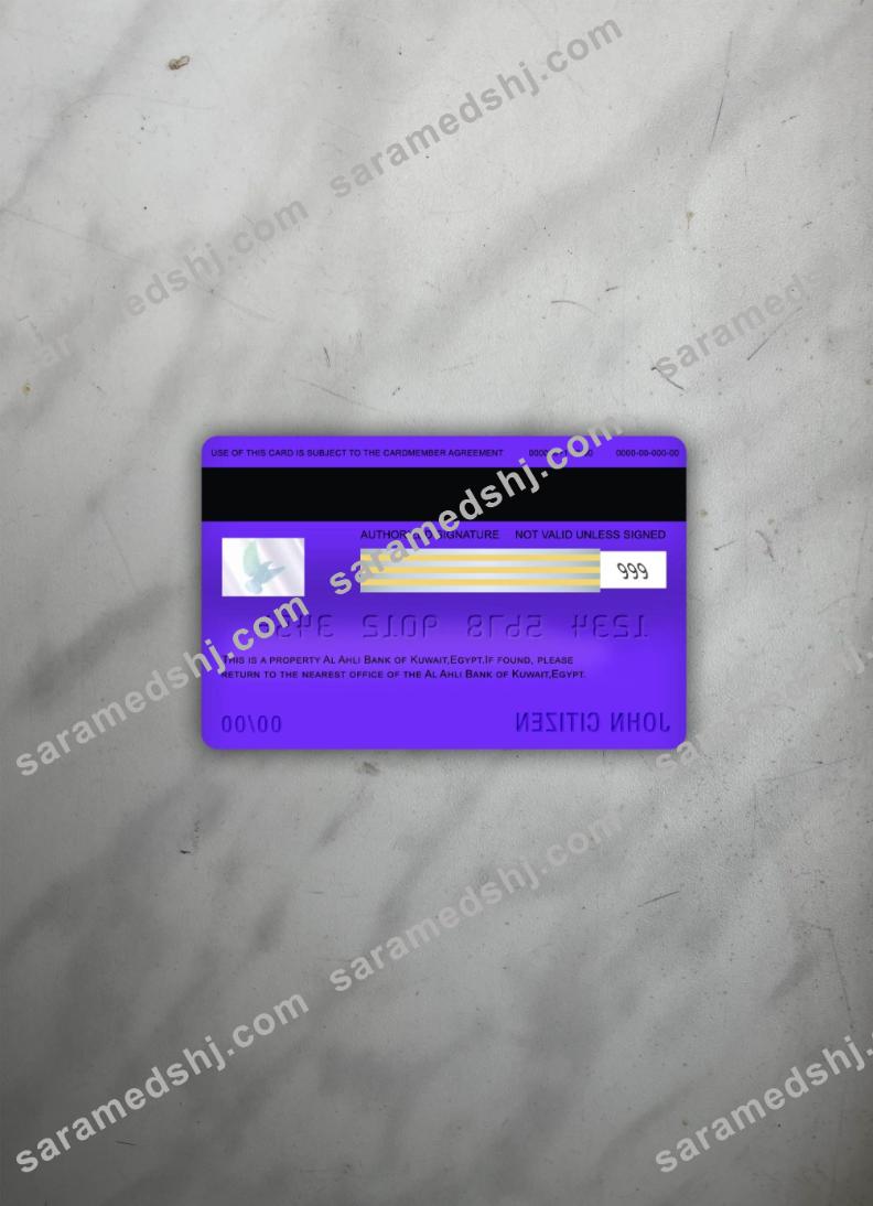Egypt Al Ahli Bank of Kuwait visa signature photolook back